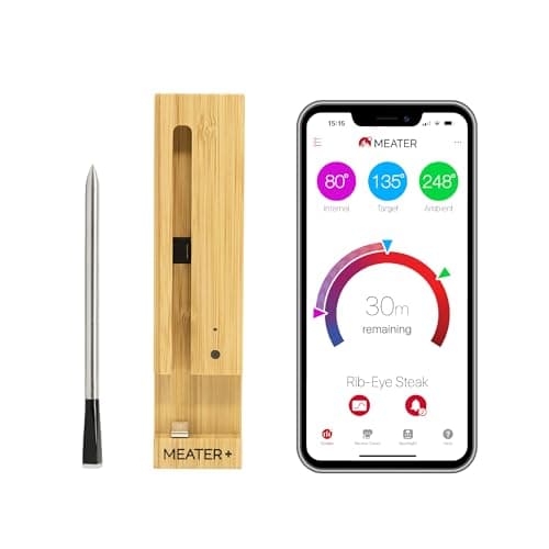MEATER Plus | Jusqu'à 50m Longue Portée Thermomètre à Viande Intelligent Sans Fil Pour Gril, Four, Cuisine, Barbecue, Rôtissoire avec Connectivité Bluetooth et WiFi