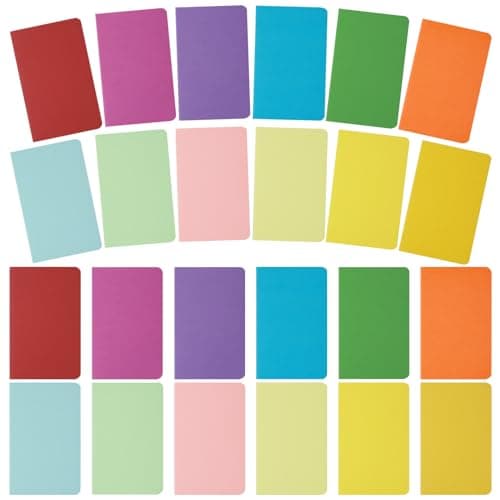 JIANTA Lot de 24 Carnet de Note A6, Blanc Carnet A6, Carnet de Notes A6 Journal Bloc-notes A6 avec Couverture en Papier Kraft 12 Couleurs pour Notes, Écriture, Bureau, Budget, Liste, École, Collège
