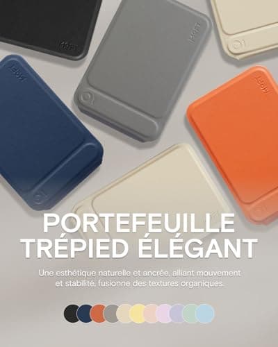 MOFT Porte Carte et Trépied Téléphone, Trépied Smartphone Support Téléphone Compatible avec Magsafe, Ajustable Pliable Support Téléphone avec 2 Porte Cartes, Magnétisme Fort (Taupe)