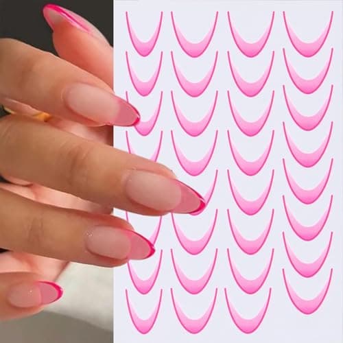 Calkkrer Lot de 6 autocollants colorés pour ongles French Line - Gradient - 3D - Accessoires de design d'ongles - Bandes - Accessoires de nail art