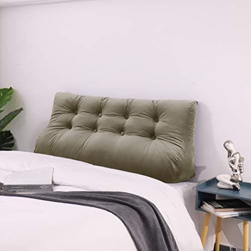 Johnear Coussin de Dossier Haut rembourré pour canapé lit Dossier Grand Triangle, Double Boutonnage Oreiller lit Coussin de Lecture, Coussin Lombaire, Coussin de Dos en Velours (Chameau 140cm)