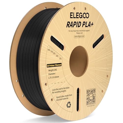 ELEGOO Rapid PLA Plus Filament 1.75mm Noir 1kg, Filament PLA+ pour Imprimante 3D pour Impression à Haute Vitesse 30-600 mm/s, Précision Dimensionnelle +/- 0.02 mm, Bobine de Carton de 1kg (2.2lbs)