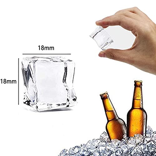 Transparent En Plastique Acrylique Glaçons Réutilisables Transparent En Forme De Cube Glaçon Artificiel Faux 18mm Pour Affichage Accessoires Photographie Décoration Barre Cuisine (100 Pièces)