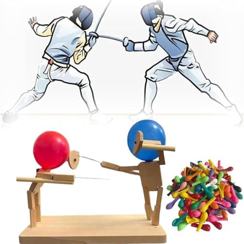 Jeu De Combat De Ballons En Bambou ,Faite à La Main, PoupéE De Fencing En Bois, Pour 2 Joueurs Pour Des Batailles De Ballons Passionnantes, Jeu De FêTe Rapide Pour Enfants Et Adultes (100 Ballons)