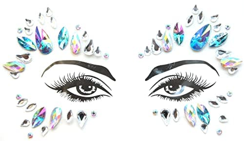 Autocollant Visage 6 feuilles Gemmes de Visage Autocollants pour le Visage en Cristaux pour Yeux Affronter Corps Tatouages Temporaires