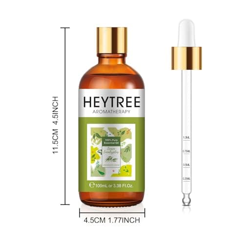 HEYTREE Huile essentielle d'eucalyptus citronné 100ml, 100% huiles essentielles naturelles pures, Repousser les petits animaux, parfait pour l'aromathérapie, le massage, le bain, la salle de bain
