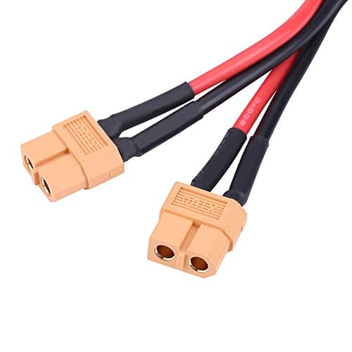 2Types 60 Adaptateur de connecteur de Pack de Batterie parallèle Câble 14AWG Câble d'adaptateur parallèle Remplacement pour RC Lipo(1 Female to 2 Male)