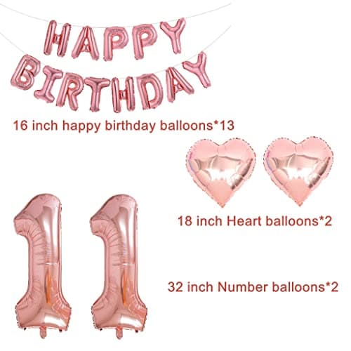 Ballon 11e anniversaire or rose, décoration anniversaire 11 ans fille, décoration 11 anniversaire fille, décoration 11 anniversaire or rose, ballon 11.Ballon aluminium décoration anniversaire