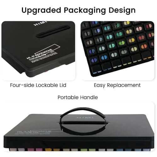 ARTFLY HIMI Set de peinture gouache, 112 couleurs x 12ml double tasse à gelée, design unique en forme de coupe gélifiée dans un étui portable, peinture à gouache opaque(noir)