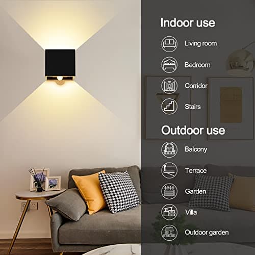 LEDMO 2Pack 20W Applique Murale Extérieures Détecteur de Mouvement. Appliques Murales Intérieur 3000K avec Angle de Faisceau Réglable IP65 Lampe Murale LED Noir.