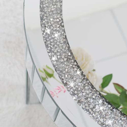 Artloge Table Basse Salon Ronde: Table Basse Argenté en Verre avec Diamants Table d'Appoint Moderne Design en Miroir pour Chambre Café Bureau - 60×60×50CM