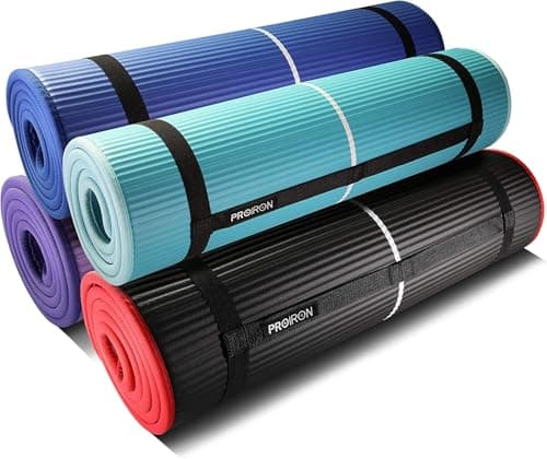 PROIRON Tapis de Yoga Epais 10MM, Antidérapant Tapis d'exercice Fitness, Tapis de Gymnastique pour Yoga Pilates Gym Exercices Sport Camping Voyage, en Mousse NBR/respecte la Peau, Noir