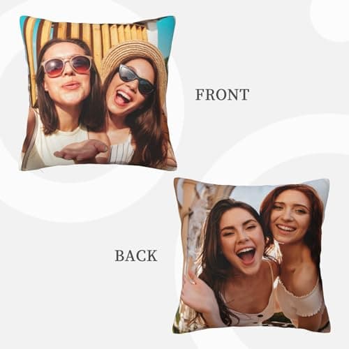LMQJDZ Personnalisé HousseDe Coussin,Personnalisée Imprimée Recto-Verso Tout Texte Et Image.Cadeau pour Coussin Personnalisée pour Père, Maman, Enfants,Amis ou Amoureux