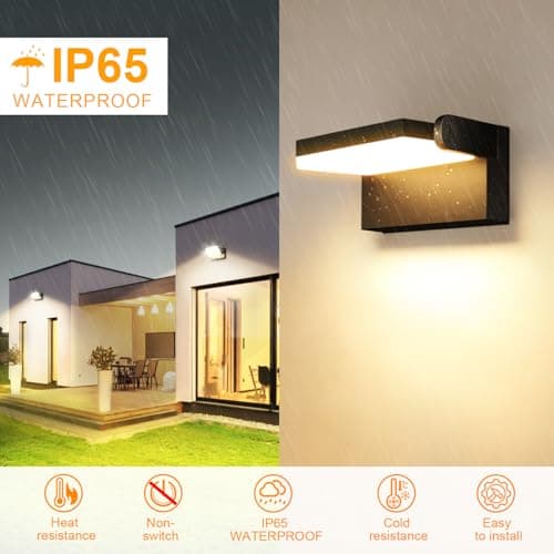 4 Pack 60W Applique Murale Exterieur/Intérieur 5000Lm Noir Applique Exterieur Led étanche IP65 3000K Projecteur Exterieur Led avec panneau LED pivotant à 360° pour Terrasse Entrée Jardin Garage