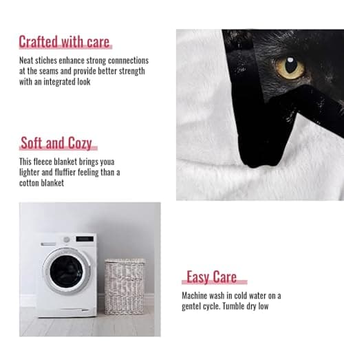 YISUMEI - Couverture polaire douce Chat Noir 150 x 200 cm Plaid Convient pour canapé ou lit