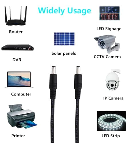 LANMINGLEL Câble Adaptateur Secteur DC 5,5x2,1mm 3,3ft DC 5521 rallonge mâle 12v DC Fil pour caméra de sécurité, Bande LED, Surveillance IP CCTV. Pack de 2 (mâle à mâle)