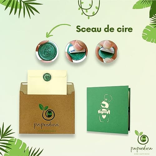 paperdora® Carte Pop-Up 3D „Noël“ avec Enveloppe et Cachet de Cire - Carte de Vœux Carte Cadeau Bon Cadeau