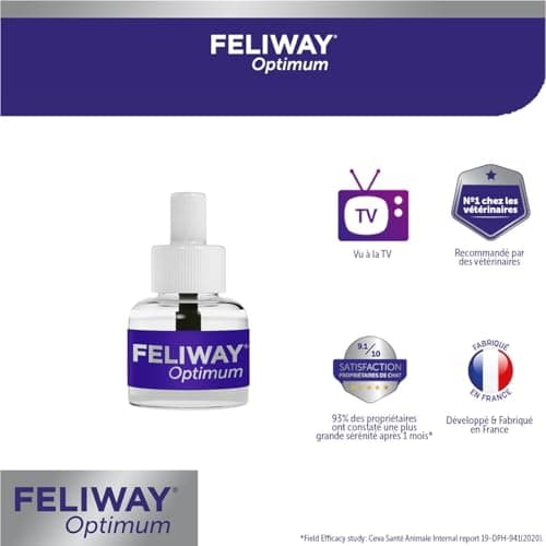 FELIWAY Optimum - Anti-Stress pour Chat - Complexe de phéromones apaisantes pour Une sérénité renforcée - 1 Recharge 30 Jours