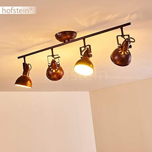 Plafonnier Tina en métal finitions rouille, luminaire de plafond à 4 spots orientables pour ampoules E14, ampoule(s) non incluse(s)
