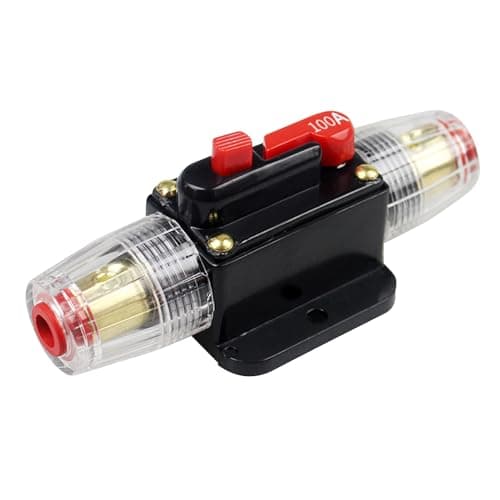 Fusible de Réinitialisation de Disjoncteur en Ligne100A, Porte Fusible 12V-24V DC vec Réinitialisation Manuelle pour Système d'amplificateur de Son Audio de Voiture, Bateau, Camion