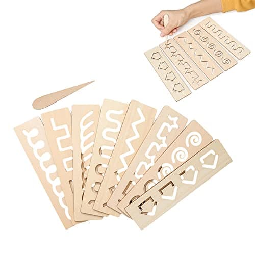 SM SunniMix Planche de traçage en Bois Compétences -écriture Enseignement précoce Apprentissage Pratiquer des Exercices pour l' à, Motifs géométriques