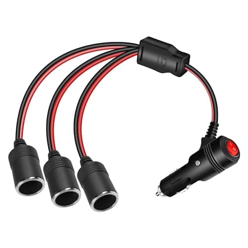 GELRHONR 1 à 3 Prise Allume Cigare Câble D'extension, Rallonge Allume Cigare 3 Prises avec interrupteur, DC 12V 24V Adaptateur Répartiteur Mâle vers Femelle avec fusible 15A, pour Moto & Bateau-30cm