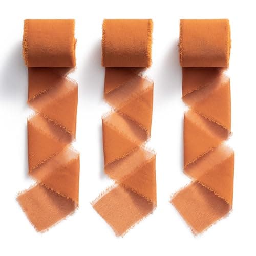 MORSUNBELA Ruban en mousseline de soie Terracotta 38 mm de large Ruban décoratif pour mariage 19,2 m