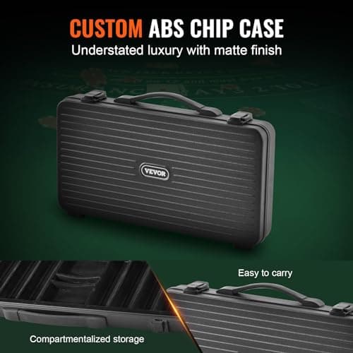 VEVOR Mallette de Poker 300 Jetons de Poker en Argile et ABS 14 g 40x3,3 mm avec 2 Jeux de Cartes Texas Hold'em 1 Bouton de Croupier et 2 Boutons Blind pour Blackjack Jeux de Hasard Casino à Domicile