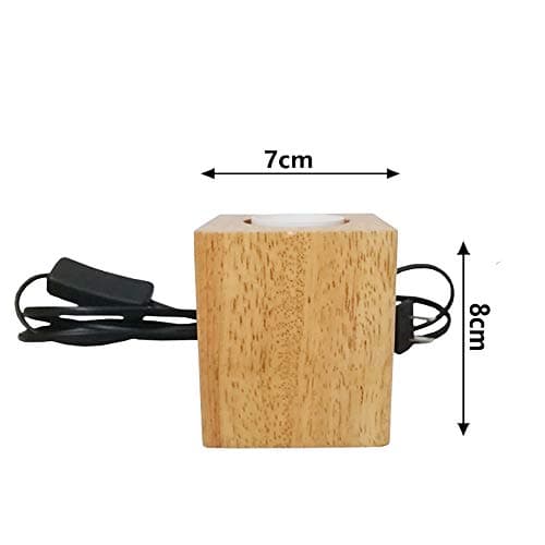 Mengjay Support de Douille E27 en Bois carré Lampe de Table Prise EU Standard Luminaire de Décoration Pour Bureau, Maison, Café, Bar, Restaurant