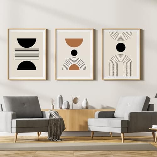 LYBOHO Lot de 3 posters d'art abstrait, modernes, tableaux muraux, style bohème, pour salon, chambre à coucher (géométrie 1, 3 pièces, 40 x 60 cm)