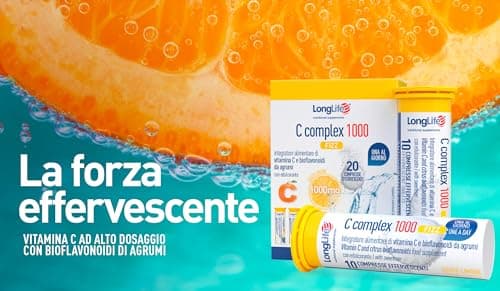 LongLife® C Complex 1000 t/r | Haute dosage 1000mg de vitamine C | Avec bioflavonoïdes d’agrumes | Time Release | Système immunitaire | Végan et sans gluten