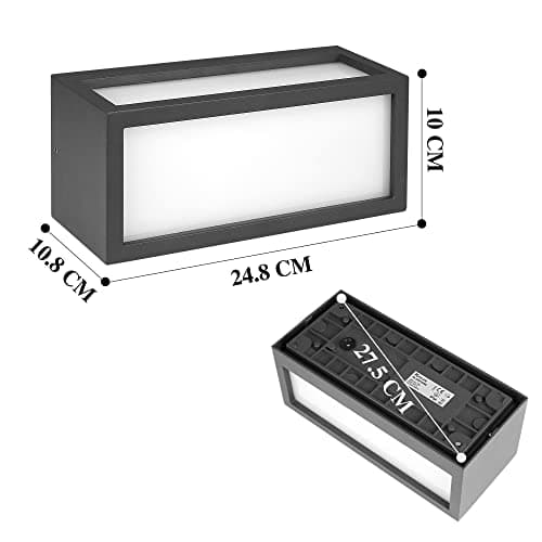HLFVLITE Applique murale extérieure, Éclairage mural d'extérieur aluminium, Applique Moderne Exterieur, Étanche IP54, 870lm 3000K Blanc Chaud, Gris Anthracite