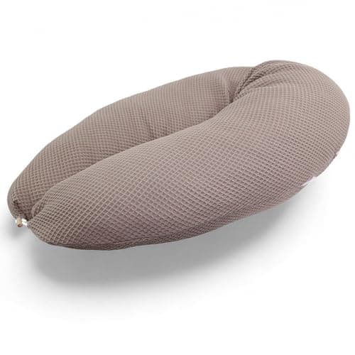 HOBEA-Germany Coussin d'allaitement 190cmx76cm Coussin de positionnement XXL Coussin de Grossesse pour bébé et Adulte Coussin d'allaitement latéral avec Housse en Coton Bio (Motif gaufré Taupe)