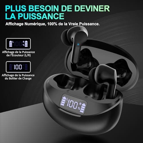 Ecouteurs Bluetooth sans Fil, Bluetooth 5.3 Ecouteurs sans Fil,Ecouteurs Hi-FI Son Stéréo,Écouteurs 35H Durée de Lecture CVC Réduction de Bruit USB C Casque for iOS Galaxy Xiaomi Oppo Android