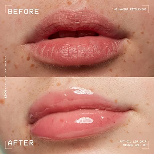 NYX PROFESSIONAL MAKEUP Gloss Huile à Lèvres Fat Oil Lip Drip, Haute Brillance, Fini Non Collant, Hydratation 12H, Applicateur Extra Large, Huiles de Squalane, Mûre & Framboise, Missed Call (02)