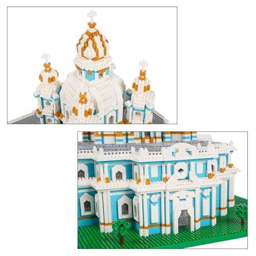 LULUFUN Ensemble de blocs de construction de la cathédrale Smolny, jouets de modèle d'architecture de renommée mondiale, kit de mini blocs pour les amateurs, cadeau pour adultes et enfants 3737 pièces