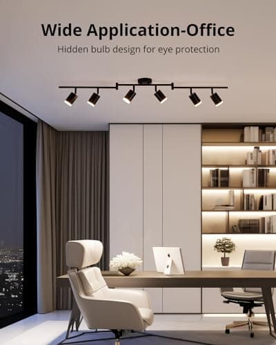 Gr4tec Plafonnier 6 Spots LED Noir, Moderne Luminaire Plafonnier LED Orientable, Éclairage de Plafond Spot Pivotant, Plafonnier Spot GU10 pour Cuisine Salon Chambre (Sans Ampoule)