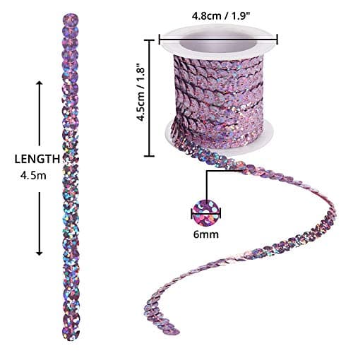 9 Rouleaux Ruban Paillette 4.5 m, Paillettes Ruban Rouleau Paillette Couleur Perles Paillettes Sequin, Couleur Rubans à Paillettes pour Loisirs Créatifs, Fabrication de Bijoux et Couture