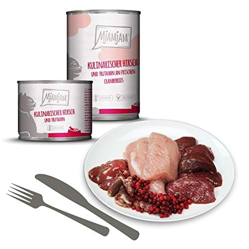 MjAMjAM - nourriture humide premium pour chats - gibier culinaire et dinde aux canneberges fraîches, paquet de 6 (6 x 800 g), sans céréales avec de la viande supplémentaire