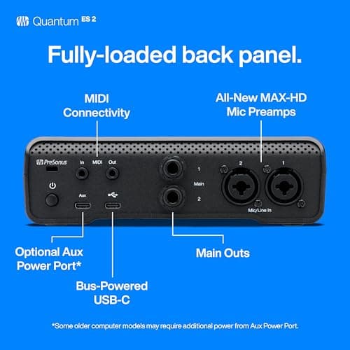 PreSonus Quantum ES 2 Interface Audio USB-C, 2x2, 24 bits/192 kHz avec Préamplis MAX-HD et Logiciel Studio One+