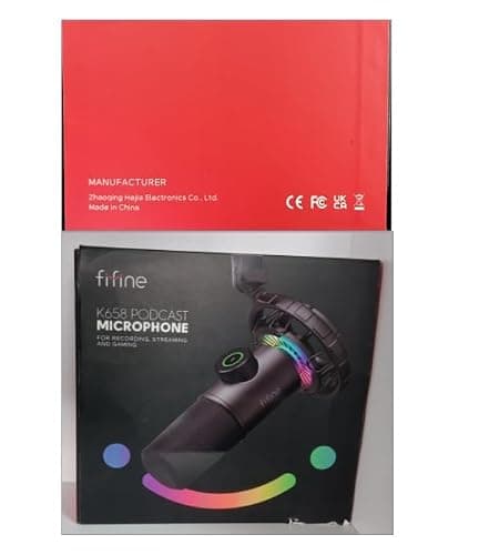 FIFINE USB Microphone Gaming, RGB Dynamiques Micro pour PC, Bouton de Silence & 3,5mm Prise Casque, Plug and Play Microphone Cardioïde pour Diffusion en Continu, Podcasting, Youtube