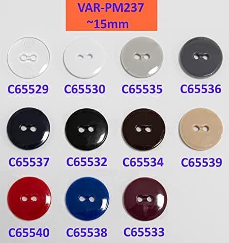 AERZETIX - C65532 - Lot de 50 Boutons à coudre ronds Ø15x2.2 mm à 2 trous L24 24L en plastique - couleur: noir - diamètre de l'ouverture 2 mm - mercerie couture vêtements décoration