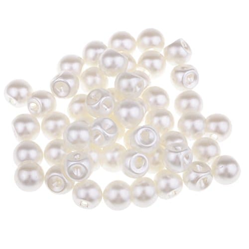 Dailymall Lot de 50 boutons en perles blanches pour robes de mariée 10 mm, 12 mm, 12 mm, 10 mm, 12 mm