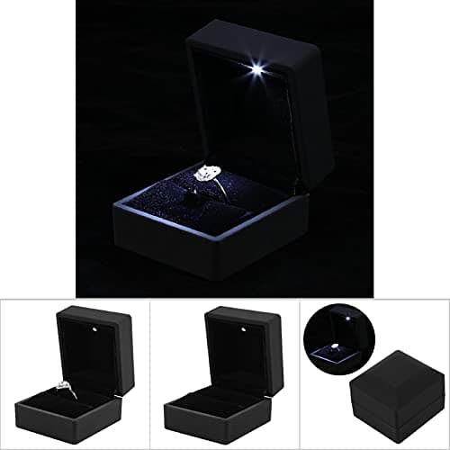 Salmue Boîte-cadeau de bijoux avec lumière LED, collier Bracelet bagues pendentif étui de rangement pour proposition de mariage fiançailles Saint-Valentin faveurs anniversaires breloques (Bague), 1, 1
