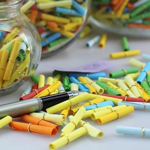 LNSYSNS Petits Message Rouleau de Papier, 350 Pièces Souhaitant Défiler Papier, Colorés Souhaitant Défiler Papier Peut être Utilisé Comme Notes de Message et Mariages de Fête