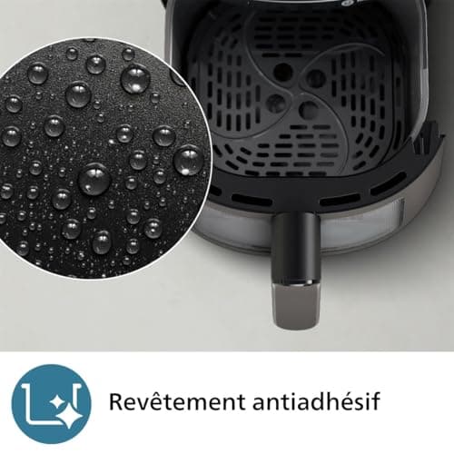 Philips Airfryer série 2000 4.2L -Puissance 1500W, Technologie RapidAir, Écran tactile digital, 13 options de cuisson, 9 fonctions préréglées, Jusqu'à 90% de matières grasses en moins, Noir (NA229/00)