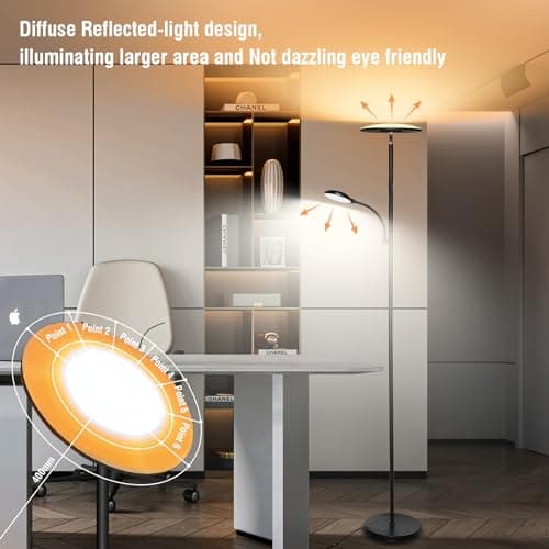 LED Lampadaire, 44W 4500LM Super Lumineux Lampadaire sur Pied Salon, Dimmable 2700K-6500K Lecture Lampadaires avec Télécommande et Contrôle Tactile, Lampadaire Haut pour Salon Chambre Bureau