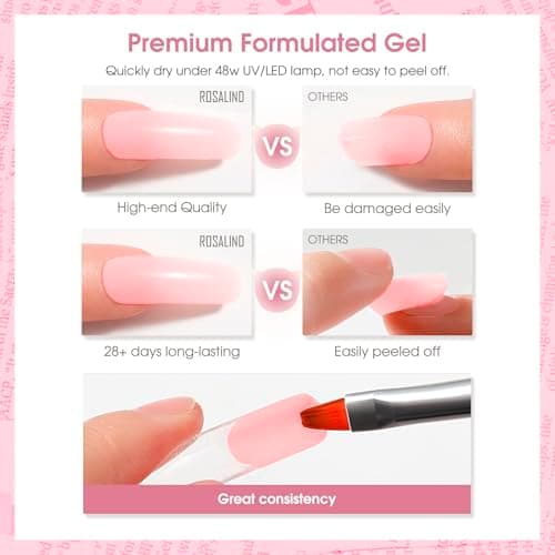 ROSALIND Gel pour Extension d’ongle 60ml, Cinnamon Pink Gel Construction Ongle UV, Poligel à Ongle Gel Nail Art pour les débutant, Professionnel et Salon de Manucure, Cadeau Pour les Amateurs
