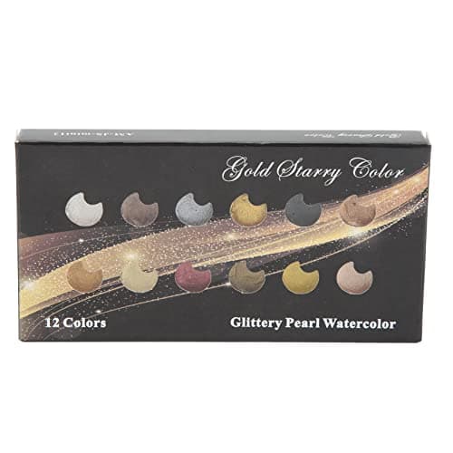 Qcwwy Peinture à L'aquarelle, Pigments éclaircissants Métalliques à Haute Brillance Peinture D'art Sous-pack Solide Peinture à L'aquarelle Nacrée Peinture à L'aquarelle Japonaise Manucure Smudge