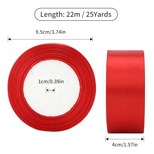 G2PLUS Ruban Satin Rouge 22 M Ruban Satin 40mm Ruban Cadeau Rubans Couture Pour la Décoration Saint-Valentin de la Maison de Mariage et L'emballage de Cadeaux